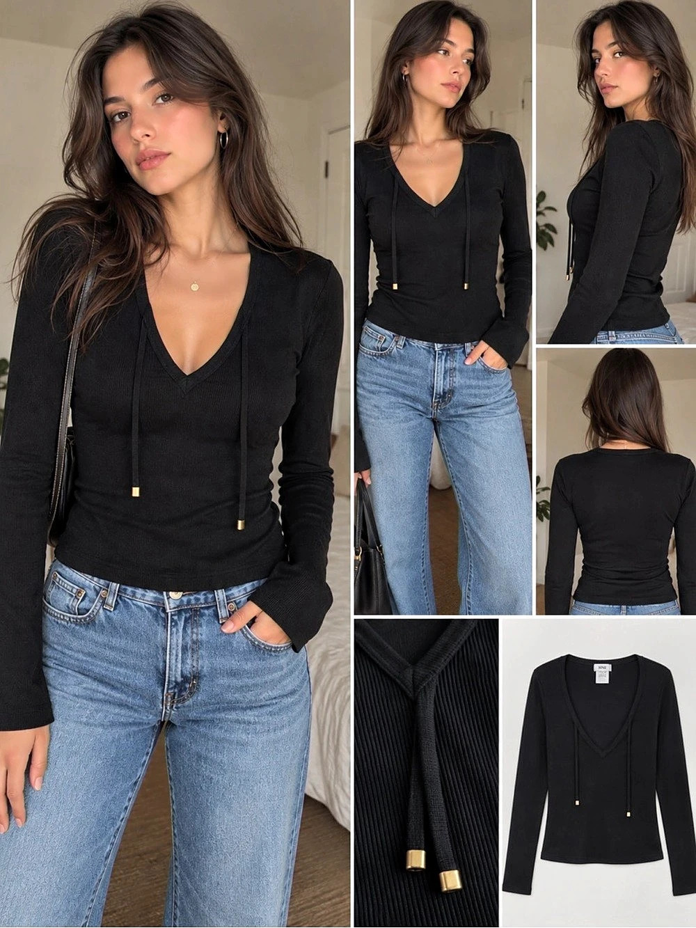 Black Long Sleeve Top Size Medium
